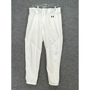 Under Armour Baseball Pants Men Large White Tapered Fit Stain Release Sport NEW